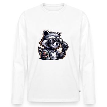 Ich hasse Menschen - Was stimmt denn mit dir nicht - Männer Premium Bio Langarmshirt - Weiß - Vorne - Nico (187cm)