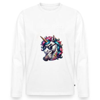 Drôle L’un de nous est plus intelligent que toi - T-shirt manches longues Premium bio Homme - blanc - Devant - Nico (187cm)