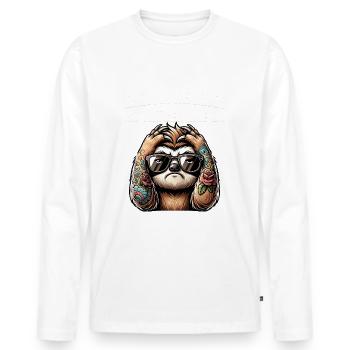 Drôle L’un de nous est plus intelligent que toi - T-shirt manches longues Premium bio Homme - blanc - Devant - Nico (187cm)