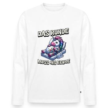 I'm tired so the round has to sleep in the square - Men's Premium Organic Long Sleeve Shirt - white - Front - Nico (187cm)