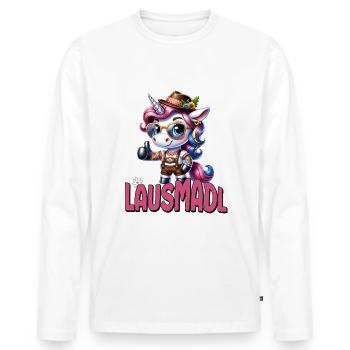 Tracht Damen Outfit Dirndl Ersatz Lausmadl - Men's Premium Organic Long Sleeve Shirt - white - Front - Nico (187cm)