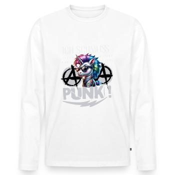 I don't care - Schmeiss alles hin werd Punk Punkrock - Men's Premium Organic Long Sleeve Shirt - white - Front - Nico (187cm)
