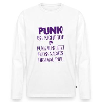 Punk Rock - I'm old but punk is not dead - Men's Premium Organic Long Sleeve Shirt - white - Front - Nico (187cm)