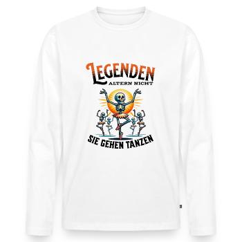 Legends don't age, they go dancing - Men's Premium Organic Long Sleeve Shirt - white - Front - Nico (187cm)