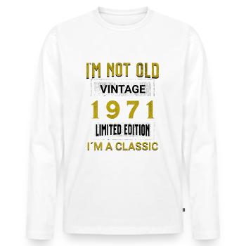 Birthday 54 years old I'm not old I ́m classic - Men's Premium Organic Long Sleeve Shirt - white - Front - Nico (187cm)