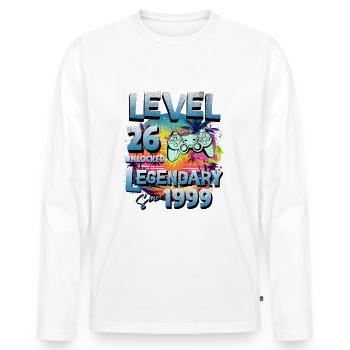 Level 26 Freigeschaltet seit 1982 Geburtstag - Männer Premium Bio Langarmshirt - Weiß - Vorne - Nico (187cm)