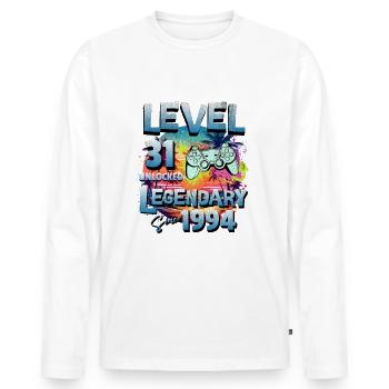 Level 31 Unlocked since 1982 Birthday - Men's Premium Organic Long Sleeve Shirt - white - Front - Nico (187cm)