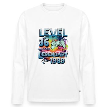Level 36 Freigeschaltet seit 1982 Geburtstag - Männer Premium Bio Langarmshirt - Weiß - Vorne - Nico (187cm)