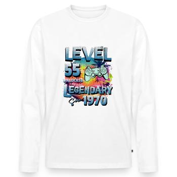 Level 55 Freigeschaltet seit 1982 Geburtstag - Männer Premium Bio Langarmshirt - Weiß - Vorne - Nico (187cm)