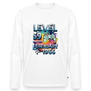 Niveau 59 Débloqué depuis 1982 Anniversaire - T-shirt manches longues Premium bio Homme - blanc - Devant - Nico (187cm)