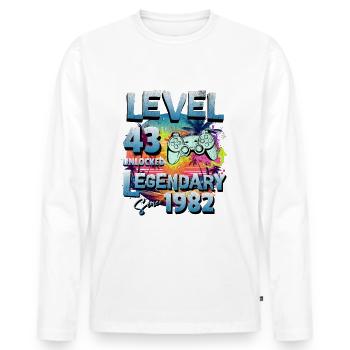 Level 43 Freigeschaltet seit 1982 Geburtstag - Männer Premium Bio Langarmshirt - Weiß - Vorne - Nico (187cm)