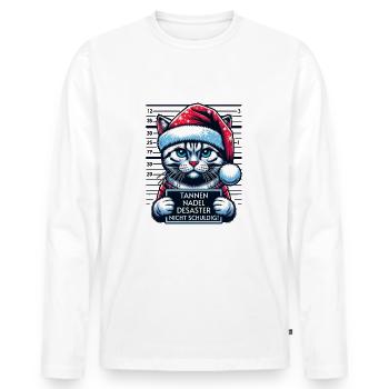 Santa Claus Funny Cats Christmas - Men's Premium Organic Long Sleeve Shirt - white - Front - Nico (187cm)