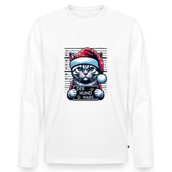 Santa Claus Funny Cats Christmas - Men's Premium Organic Long Sleeve Shirt - white - Front - Nico (187cm)