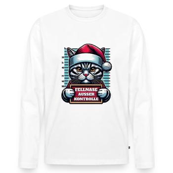 Santa Claus Funny Cats Christmas - Men's Premium Organic Long Sleeve Shirt - white - Front - Nico (187cm)