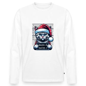 Santa Claus Funny Cats Christmas - Men's Premium Organic Long Sleeve Shirt - white - Front - Nico (187cm)