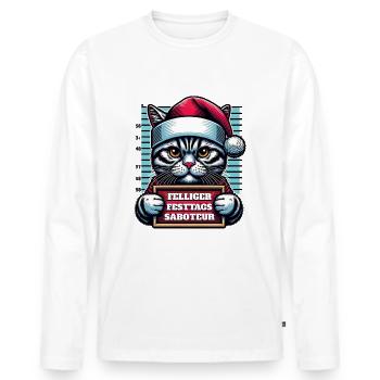 Santa Claus Funny Cats Christmas - Men's Premium Organic Long Sleeve Shirt - white - Front - Nico (187cm)