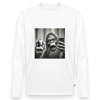 Bigfoot & Santa existe vraiment Selfie Noël - T-shirt manches longues Premium bio Homme - blanc - Devant - Nico (187cm)