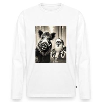 Katzen Selfie- Santa selfie Weihnachten - Männer Premium Bio Langarmshirt - Weiß - Vorne - Nico (187cm)