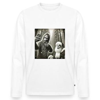 Katzen Selfie- Santa selfie Weihnachten - Männer Premium Bio Langarmshirt - Weiß - Vorne - Nico (187cm)