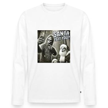 Katzen Selfie- Santa selfie Weihnachten - Männer Premium Bio Langarmshirt - Weiß - Vorne - Nico (187cm)