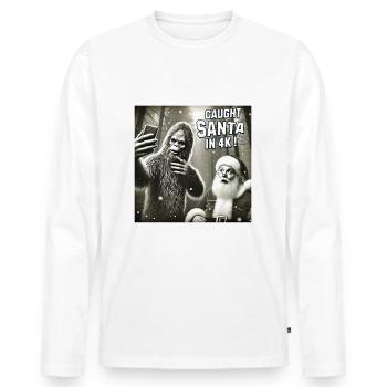 Katzen Selfie- Santa selfie Weihnachten - Männer Premium Bio Langarmshirt - Weiß - Vorne - Nico (187cm)