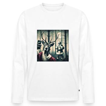 Katzen Selfie- Santa selfie Weihnachten - Männer Premium Bio Langarmshirt - Weiß - Vorne - Nico (187cm)