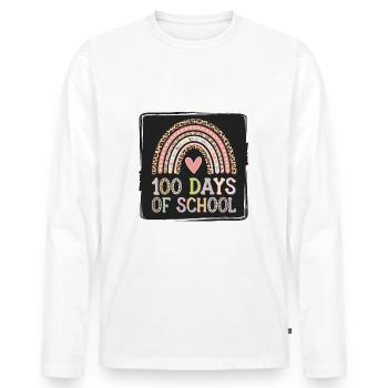 100 jours à l’école Enseignant enfants et garçons - T-shirt manches longues Premium bio Homme - blanc - Devant - Nico (187cm)