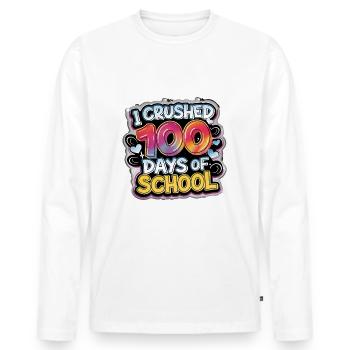100 jours à l’école Enseignant enfants et garçons - T-shirt manches longues Premium bio Homme - blanc - Devant - Nico (187cm)