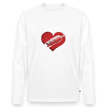 L’amour fait mal Rupture La pizza de la Saint-Valentin régule - T-shirt manches longues Premium bio Homme - blanc - Devant - Nico (187cm)