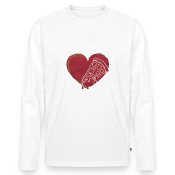 Love Hurts Breakup Valentine's Day Pizza Regulates - Men's Premium Organic Long Sleeve Shirt - white - Front - Nico (187cm)