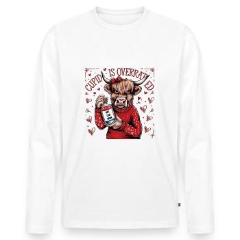 Célibataire Saint-Valentin Amour Cupidon Drôle Dicton - T-shirt manches longues Premium bio Homme - blanc - Devant - Nico (187cm)