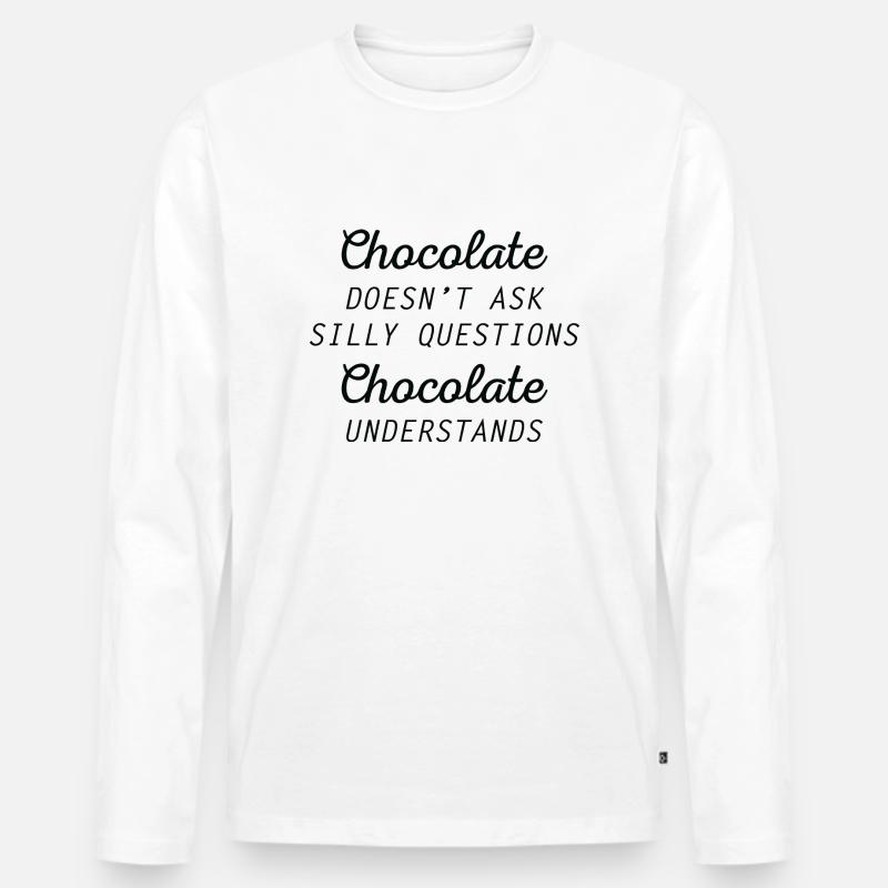 Schokolade versteht - Männer Premium Bio Langarmshirt - Weiß
