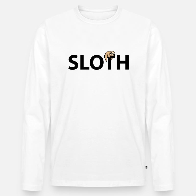 Sloth mit Schriftzug - Männer Premium Bio Langarmshirt - Weiß
