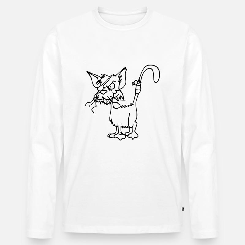 Katze - Männer Premium Bio Langarmshirt - Weiß