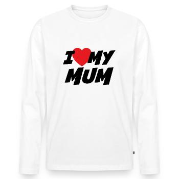 I Love my Mum - Men's Premium Organic Long Sleeve Shirt - white - Front - Nico (187cm)