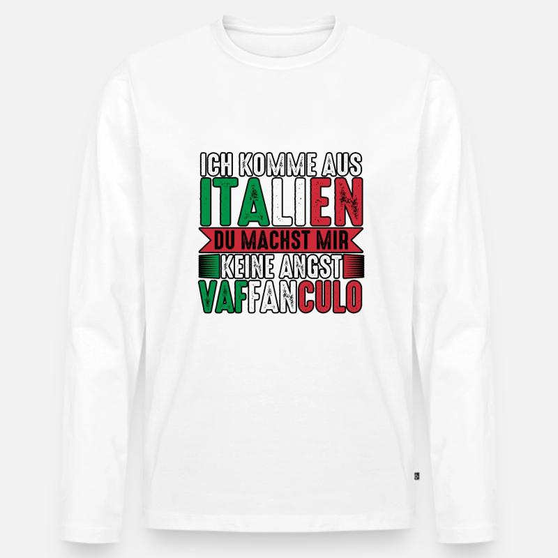 Italien Italiener Vaffanculo - Männer Premium Bio Langarmshirt - Weiß