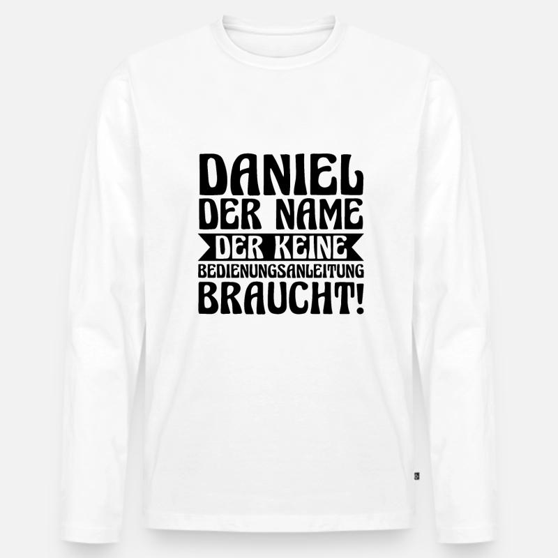 Vorname Daniel - Männer Premium Bio Langarmshirt - Weiß