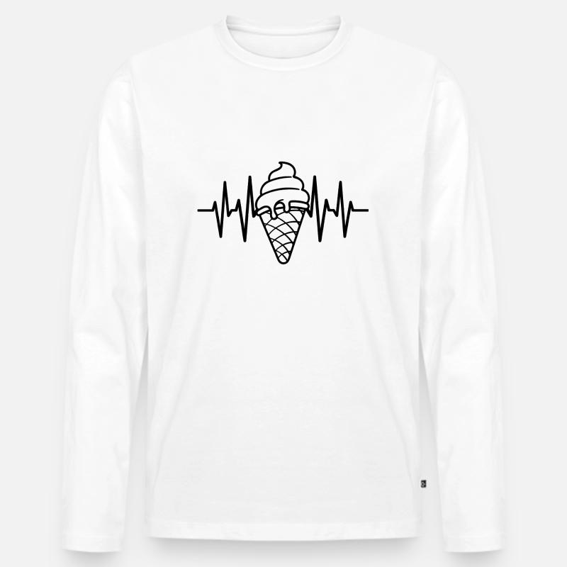 Eiscreme Liebe Eis Herzschlag - Männer Premium Bio Langarmshirt - Weiß