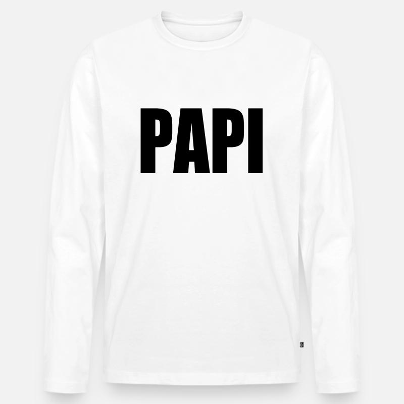 Papi - Männer Premium Bio Langarmshirt - Weiß