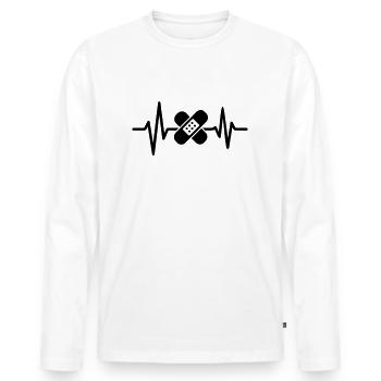 Care Heartbeat - Men's Premium Organic Long Sleeve Shirt - white - Front - Nico (187cm)