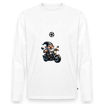 Schnell Biker Motorrad Wichtel - Männer Premium Bio Langarmshirt - Weiß - Vorne - Nico (187cm)