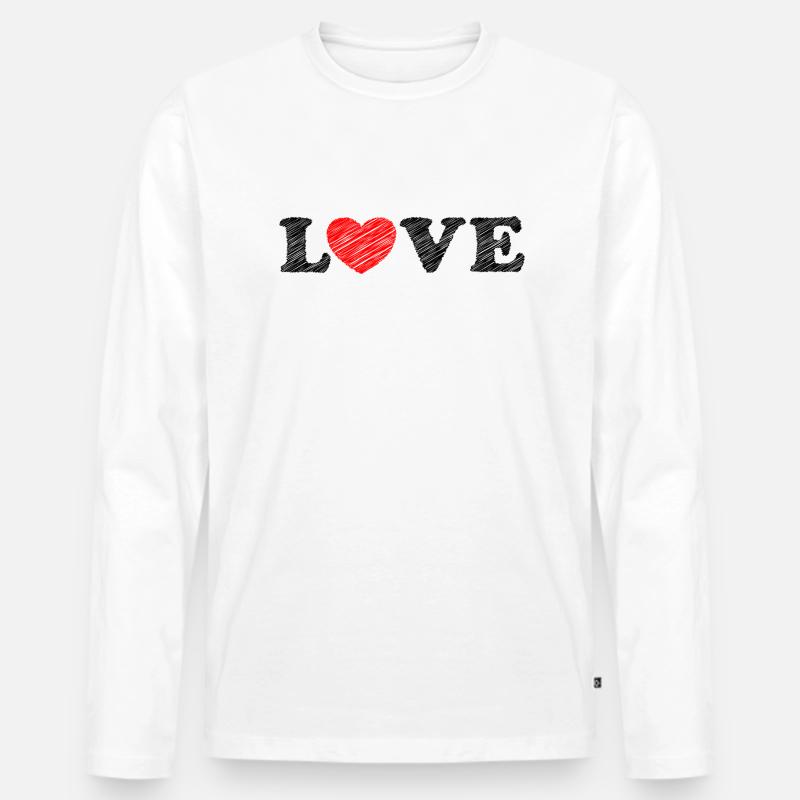 Herz scribble - Männer Premium Bio Langarmshirt - Weiß