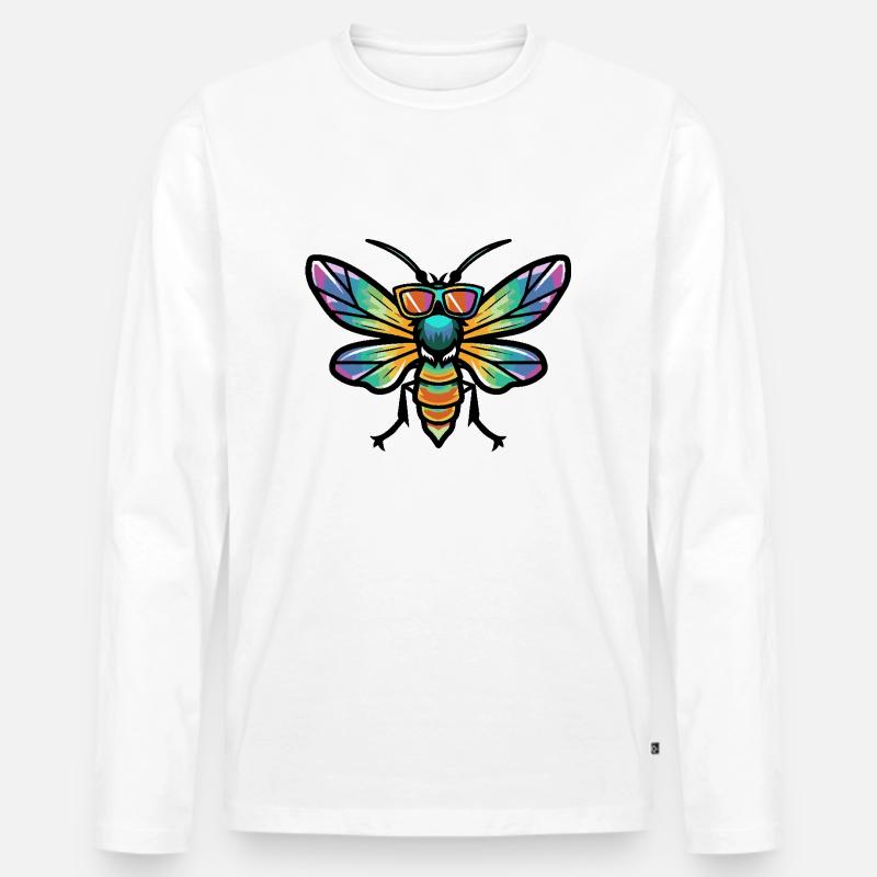 Libelle Cool Comic - Männer Premium Bio Langarmshirt - Weiß
