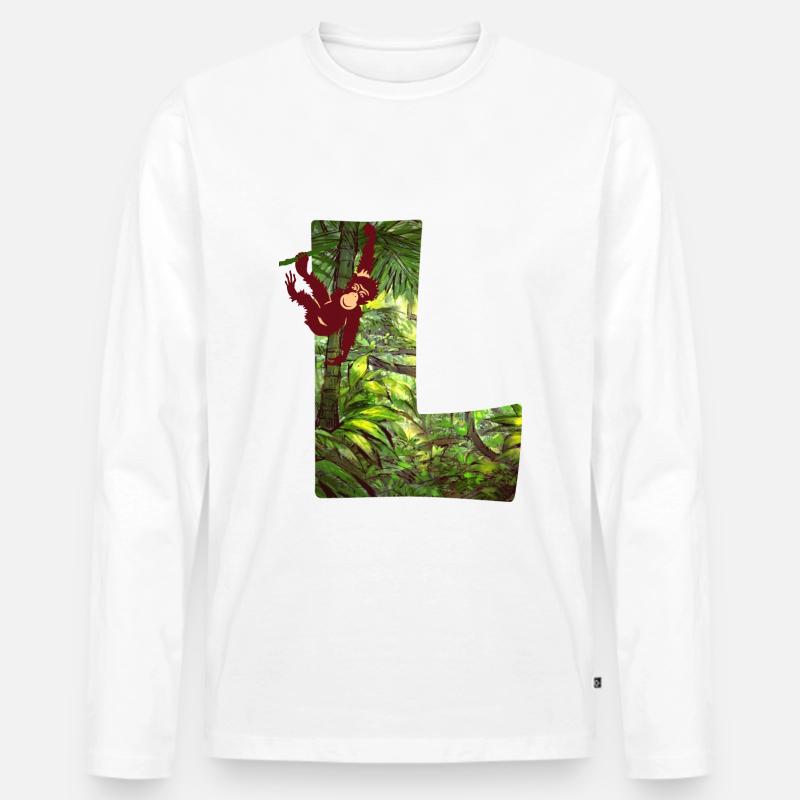dschungel mit affe l - Männer Premium Bio Langarmshirt - Weiß