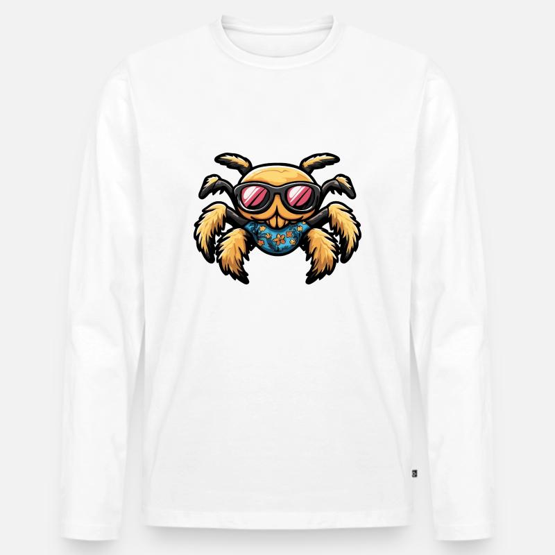 Tarantula Comic Cool Sommer - Männer Premium Bio Langarmshirt - Weiß