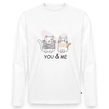 Saint-Valentin Chats amoureux toi et moi Valentin - T-shirt manches longues Premium bio Homme - blanc - Devant - Nico (187cm)