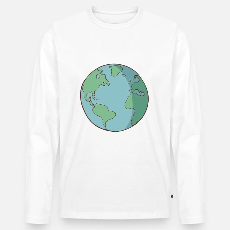 Planet Erde - Männer Premium Bio Langarmshirt - Weiß