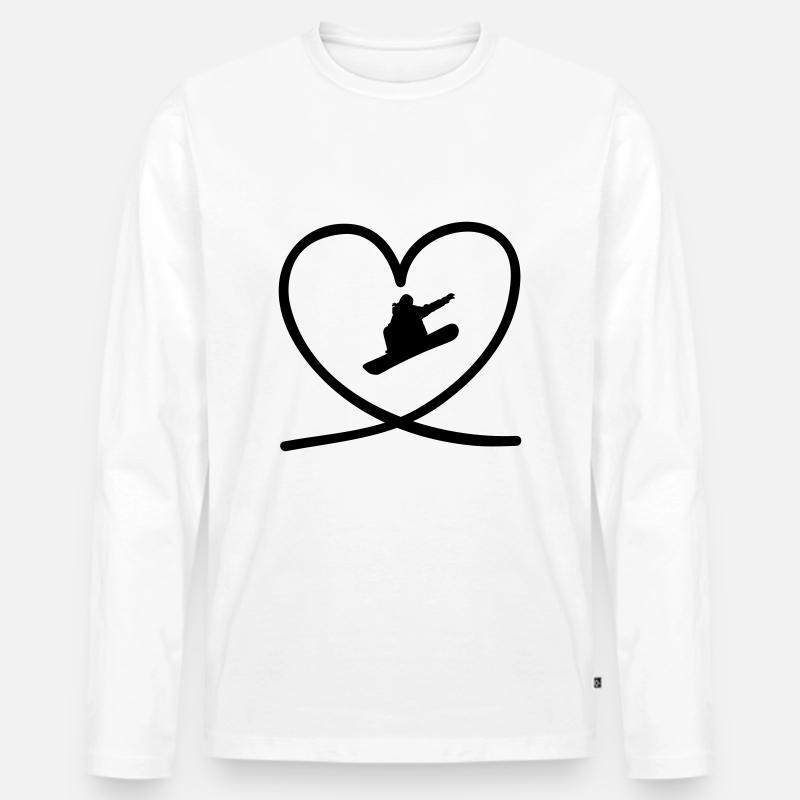 I love snowboarding - Männer Premium Bio Langarmshirt - Weiß