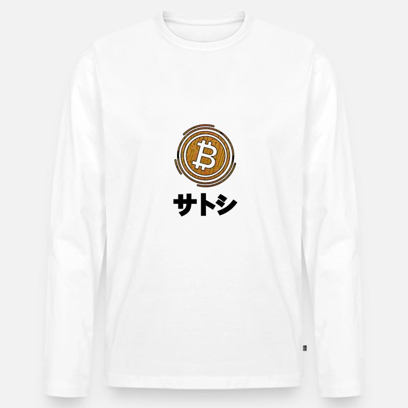 サトシ Bitcoin Crypto Währung - Männer Premium Bio Langarmshirt - Weiß