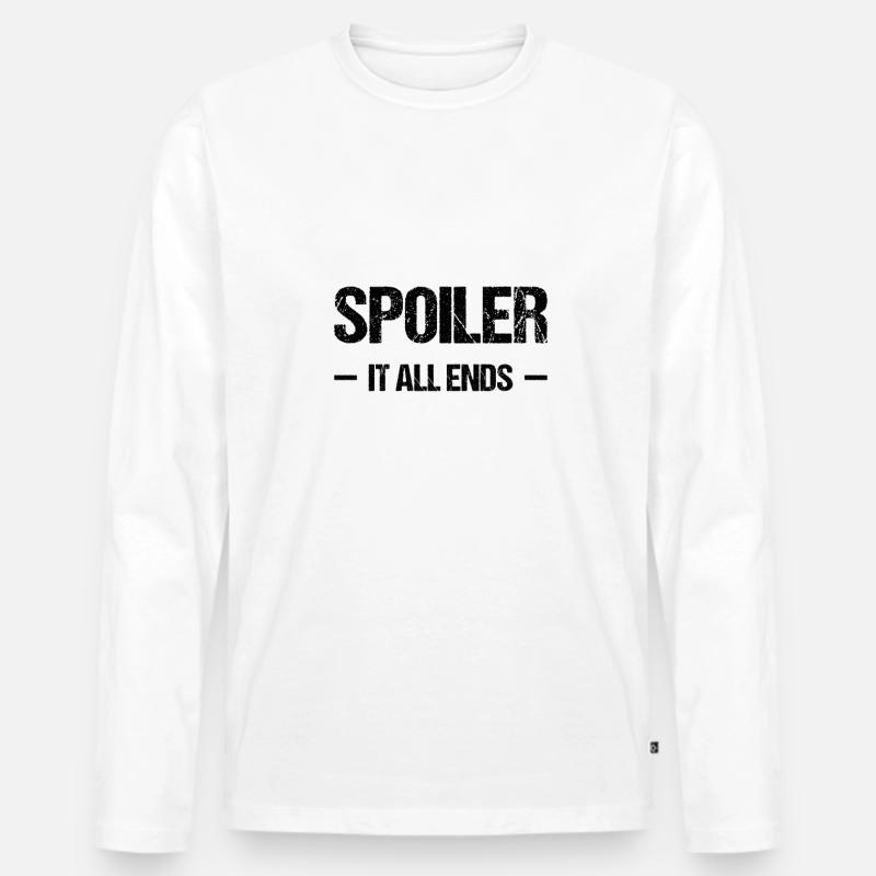Spoiler - it all ends - Männer Premium Bio Langarmshirt - Weiß